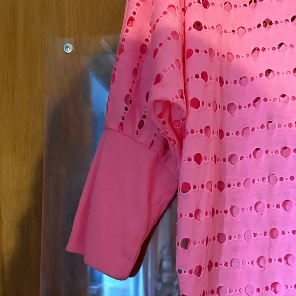 NWT Retro Living Doll Neon Pink Cutout Top - Picture 4 of 7